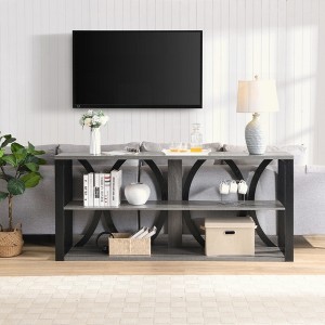 KIGFTSOD 70.87'' 3-Tier Industrial Console Table - Narrow Long Entry Table with Storage for Entryway, Living Room, Foyer, Hallway - 1 of 4