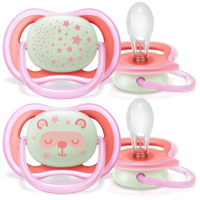 Image of Avent Ultra Air Nighttime Pacifier 6-18m - Pink - 2pk