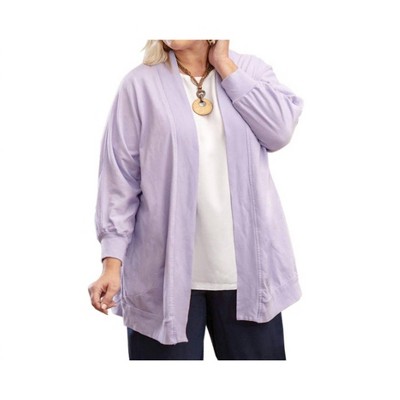 Women's Becky Solid Long Sleeve Cotton Knit Plus Size Jacket - On The Plus Side