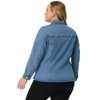 Agnes Orinda Women's Plus Size Denim Classic Button-Up Solid Color Jean Jackets - 4 of 4