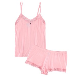 Rachel Roy Women's Laced Embriodery Cami Short Pajama Set, Xlarge