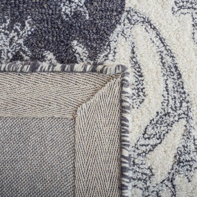 Ivory and Black Hand-Tufted Wool Ikat Area Rug 3' x 5'