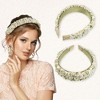 Unique Bargains Women's Floral Ruched Non-slip Faux Pearl Headbands Green 1 Pc - 3 of 4