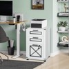 White 3 Drawer Wooden File Cabinet Printer Shelf With Lock - 2 of 4