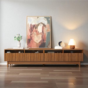 Mshliw 78" Modern TV Stand for TVs up to 85", Media Console with Fluted & Glass Drawers, Solid Wood Legs & Cable Management for Living Room - 1 of 4