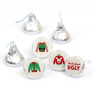 Big Dot of Happiness Ugly Sweater - Holiday and Christmas Party Round Candy Sticker Favors - Labels Fits Chocolate Candy (1 Sheet of 108) - 1 of 4