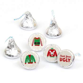 Big Dot of Happiness Ugly Sweater - Holiday and Christmas Party Round Candy Sticker Favors - Labels Fits Chocolate Candy (1 Sheet of 108)
