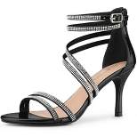 Allegra K Women's Ankle Strap Rhinestone Stiletto Heel