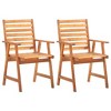 vidaXL Bistro Set Patio Table and Chairs Conversational Set Solid Acacia Wood - 33.5" Table Length 2 Items - 3 of 4