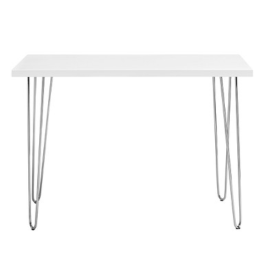GDFStudio Ralph Modern Wood Writing Desk with Chrome Hairpin Legs