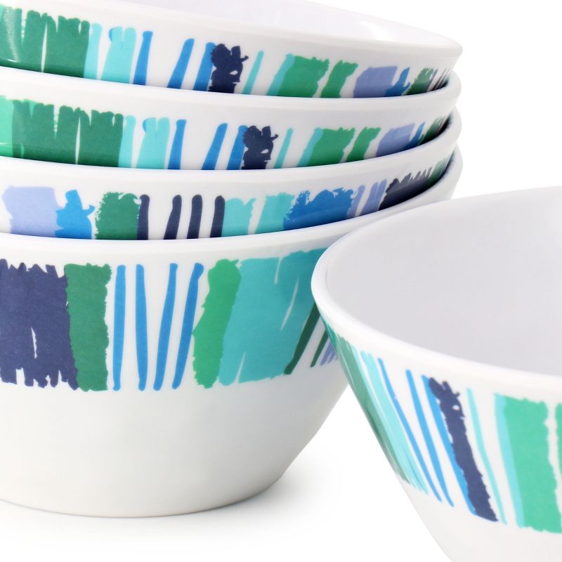 Gibson Home Tropical Sway Orleans 12 Piece 6 Inch Melamine Bowl Set in White and Blue, 5 of 7