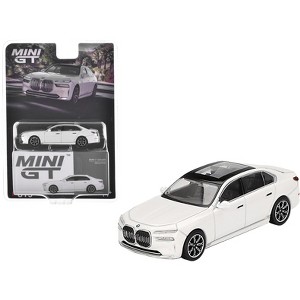 BMW i7 xDrive60 Mineral White Metallic Limited Edition 1/64 Diecast Model Car by Mini GT - 1 of 4