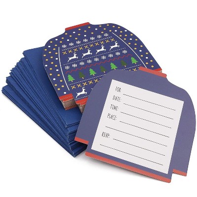 Blue Panda 36-Pack Blue Ugly Christmas Sweater Holiday Party Invitations with Envelopes (5 x 5 inches)