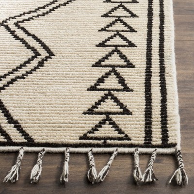 Elevated Tribal Geometric Black Wool 9' x 12' Hand-Knotted Rug