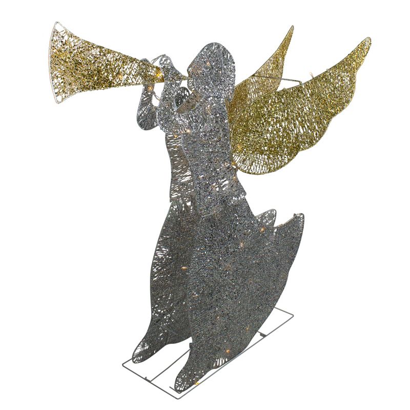 Northlight 46" Silver and Gold Lighted 3-D Glittered Angel Christmas Outdoor Decoration - Clear Lights, 2 of 6