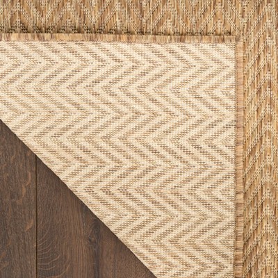 Natural Brown Geometric Flatweave Indoor/Outdoor Runner Rug
