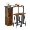 Small Bar Table and Chairs Set for 2, 3-Piece Bar Table Set with Storage Drawer & Shelf, Space Saving Table - 3 of 4