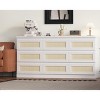 Rattan 9 Drawer Dresser for Bedroom with Charging Station, Double Wood Chest, Rustic Farmhouse Dresser for Living Room, Entryway - 2 of 4