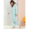 Allegra K Women's Winter Flannel Long Sleeve Nightwear Top and Pants Pajama Sets - 3 of 4