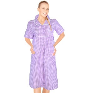 JEFFRICO House Dresses for Women with Pockets - Lightweight Breathable Short Sleeve Muumuu & Nightgowns - Snap Front Housecoat and Dusters - 1 of 4