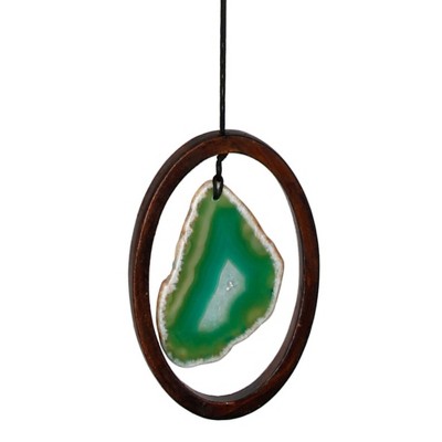 Large Green Agate Slice Metal Wind Chime for Outdoor Decor
