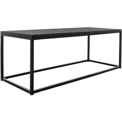 Baize Black Marble and Metal Rectangular Coffee Table