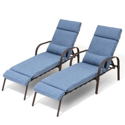 Crestlive Products Chaise Lounge Chair Outdoor with Cushion & Pillow Adjustable 5 Position Pool Recliner