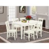 HomeStock 7-Piece Linen White Finish Solid Wood Top Dining Table with 6 Chairs - 2 of 4