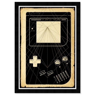 Hatcher and Ethan 13"x19" Gameboy Print Entertainment and Hobbies Framed Wall Art Black: Modern Digital Art, Plastic Frame, Wire Mount