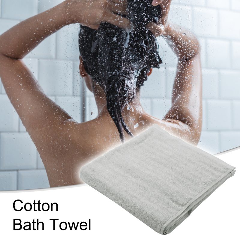 Unique Bargains Bathroom Shower Classic Soft Absorbent Cotton Bath Towel 55.12"x27.17" 1 Pc, 2 of 7