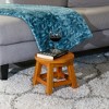 FONTOI Carved Wooden Step Stool with Maple Leaf Pattern, Ottoman Foot Stools for Living Room Bedroom, Brown, 11"*10"*11" - 4 of 4