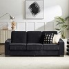KWPZQEB 83.86" Corduroy Fabric Sofa, 3 Seater Sofa with Cup Holders, Modern Deep Seat Sofa with Upholstered & Wide Armrests for Living Room, Black - 2 of 4