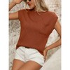 Garvee Womens Cotton Round Neck with Pocket Decoration Diamond Plaid Puff Short Sleeve Spring Lightweight Sweater - 3 of 4