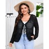 Clearlove Women's Plus Size Tie Front Cardigan Sweaters Long Sleeve Bow Sweater Fall Winter Trendy Outerwear Tops - 2 of 4