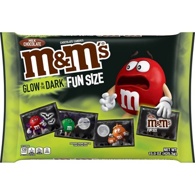 M&M's Halloween Glow in the Dark Milk Chocolate Candy Fun Size - 15oz