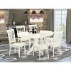 HomeStock 7-Piece Linen White Finish Solid Wood Top Dining Table with 6 Chairs - 2 of 4