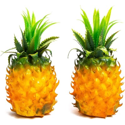 Juvale 2 Pack Decorative Artificial Fake Fruit Pineapple, Faux Fruit Décor (8.2 in)