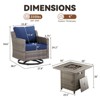 Belord Swivel Rocker Patio Wicker Chairs, Outdoor Swivel Rocker Chair Set of 4 with Propane Firepit Table, High Back Gray Wicker Patio Furniture Set - 3 of 4