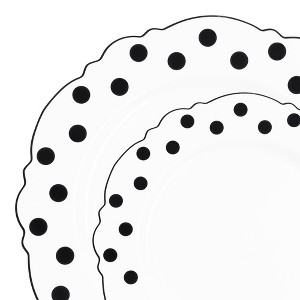 Smarty Had A Party White w/ Black Dots Blossom Plastic Dinnerware Set - 120 Sets - 1 of 4