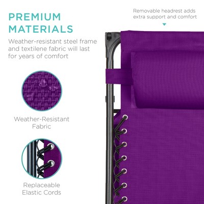 Amethyst Purple Folding Zero Gravity Recliner with Canopy Shade and Tray