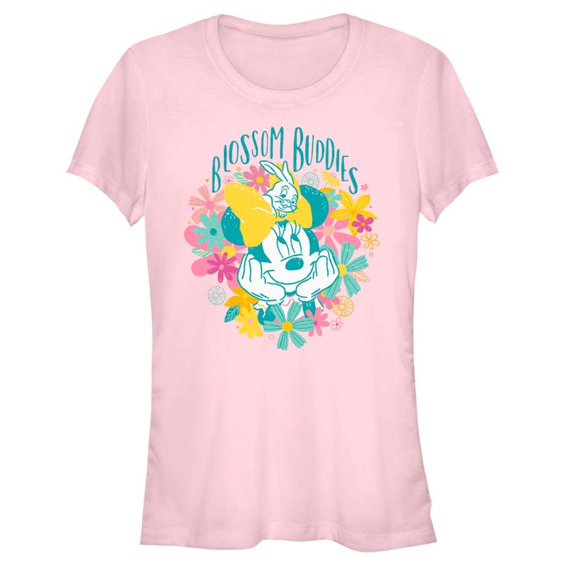 Juniors Womens Minnie Mouse Blossom Buddies T-Shirt, 1 of 5
