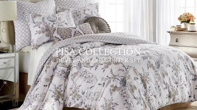 Gray Botanical Reversible Cotton King Duvet Set