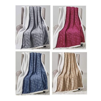 Ultra Soft and Comfy Bursting Fireworks Microplush Faux Fur Embossed Reversible Throw Blanket (50" x 60")