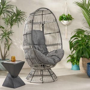 Egg Chair,Outdoor Basket Shape Swivel Egg Chair With Cushion,Wicker Egg Chair,Egg Chairs For Patio-Cuddlewood - 1 of 4