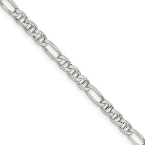 Black Bow Jewelry 3.75mm Sterling Silver Solid Figaro Anchor Chain Necklace - 1 of 4