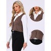 INSPIRE CHIC Women's Vintage Plaid V Neck Single Breasted Sleeveless Vest - 2 of 4