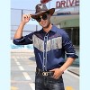 Clearlove Men’s Western Slim Fit Denim Shirt with Long Sleeves, Fringe Detailing, and Rose Embroidery - 3 of 4