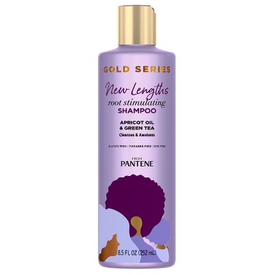 Pantene Gold Series New Lengths Root Stimulating Shampoo with Apricot Oil & Green Tea, Sulfate-Free, for Natural, Curly & Coily Hair, 8.5 fl oz