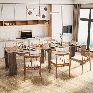 FURNIinspire Dining Tables Kitchen Dining Room Tables, Wood  Dining Table Multifunctional Extendable Console Table, Brown, 118.11"*35.43"*30.71" - 1 of 4