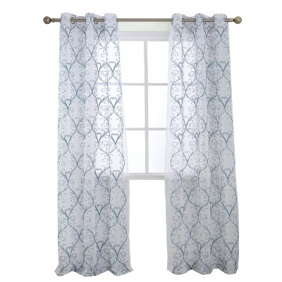 RT Designers Collection Kimberly Embroidery Doily Grommet Sheer Curtain Panel Pair Wedgewood